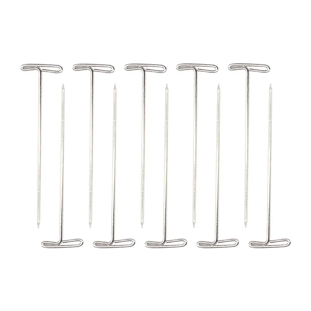 50 قطعة دبابيس T معدنية صنع التصميم سهلة إدراج إزالة صندوق بلاستيكي تخزين 51 مللي متر دبابيس للشعر المستعار T للشعر المستعار #4