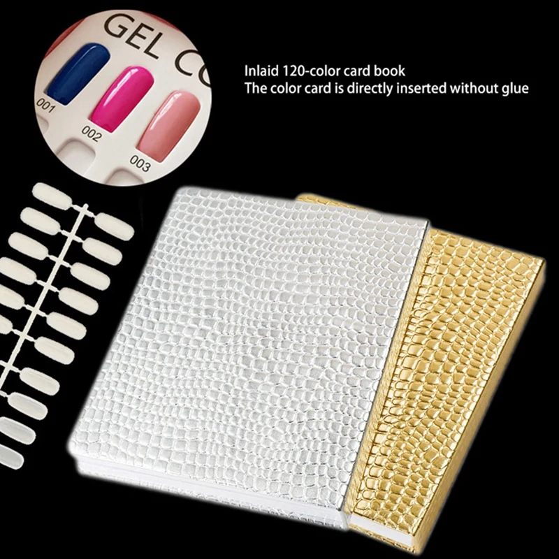 3X 216 Colors Nail Tips Display Book DIY Nail Art Showing Shelf Gel Color Card Chart Painting Display Board Silver