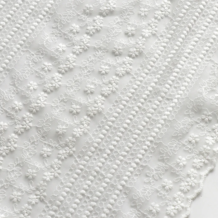 Gauze Cloth White Embroidered Lace Fabric Base Shirt One-Piece Dress Wedding Dress Dress Fabric Tablecloth and Curtain Soft