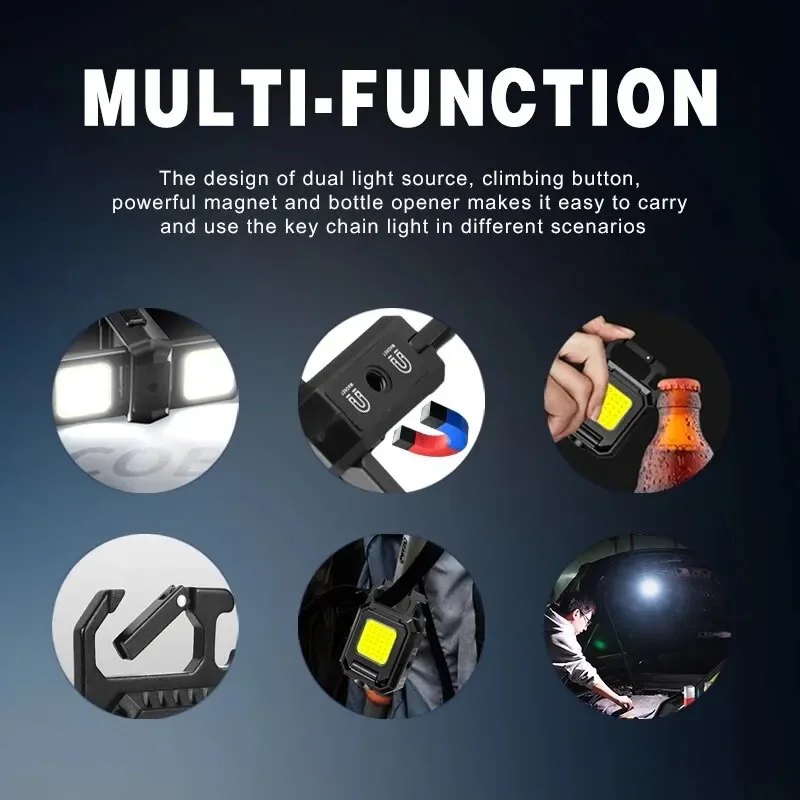 COB المفاتيح ضوء العمل مع مصدر الضوء المزدوج 5 وضع قابلة للشحن عالية لومينز المحمولة LED ضوء للتخييم المشي لمسافات طويلة الجري