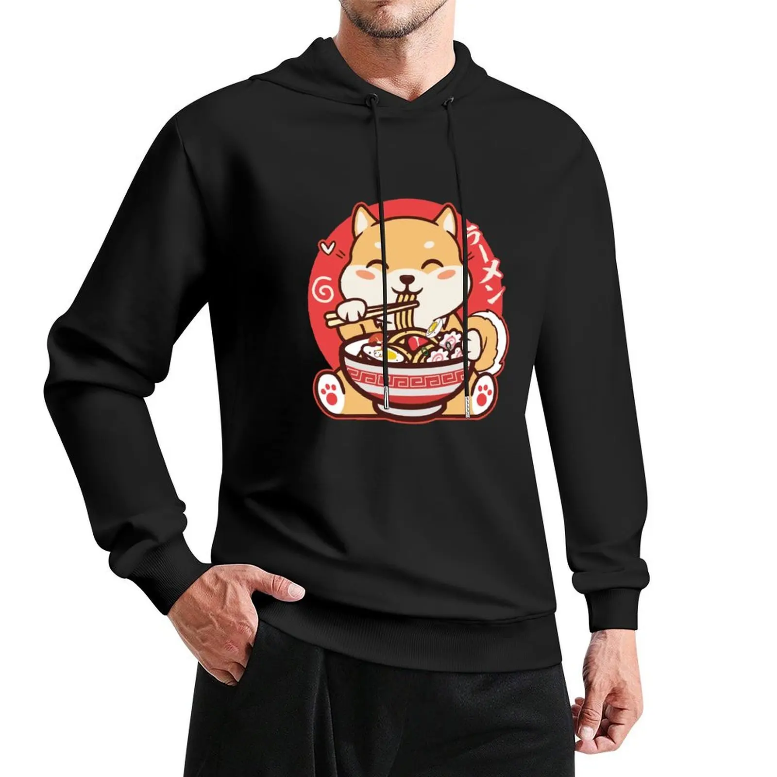 

Kawaii Shiba Inu Eating Ramen Pullover Hoodie anime clothing mens clothes men's clothing men's autumn clothes hoodie streetwear