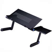 Adjustable Laptop Stand Portable Folding Computer Desk with Side Mount Mouse Pad (Black) folding table for laptop