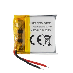 Liter energy battery 3.7V 200mAH 502020 PLIB polymer lithium ion / Li-ion battery for GPS mp3 mp4 mp5 dvd