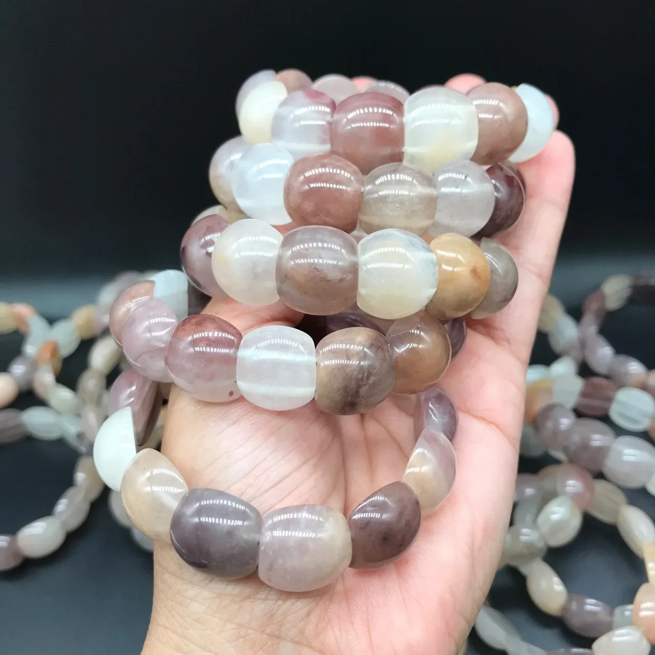 Golden silk jade violet bracelet hand Dongling jade white plus green ice transparent bracelet