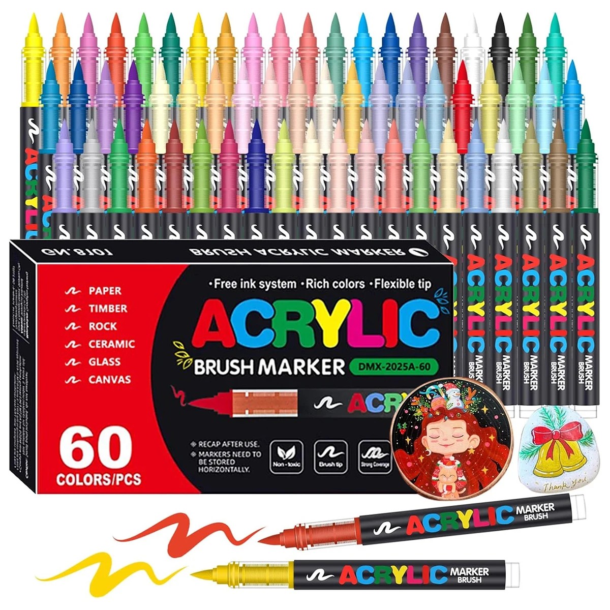 72 kleuren acrylverfpennen markers set borsteltip verfmarkering voor rotsschildering hout canvas steen kerstcadeau doe-het-zelf ambachten