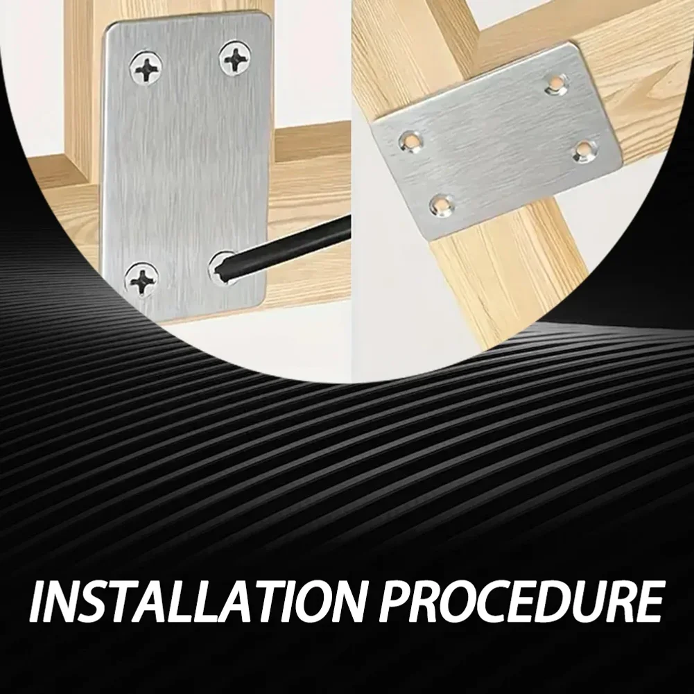Stainless Steel Right Angle Bracket, Straight Four Hole Fixed Angle Bracket, Furniture Fasteners, Wood, Shelves, Cabinets,