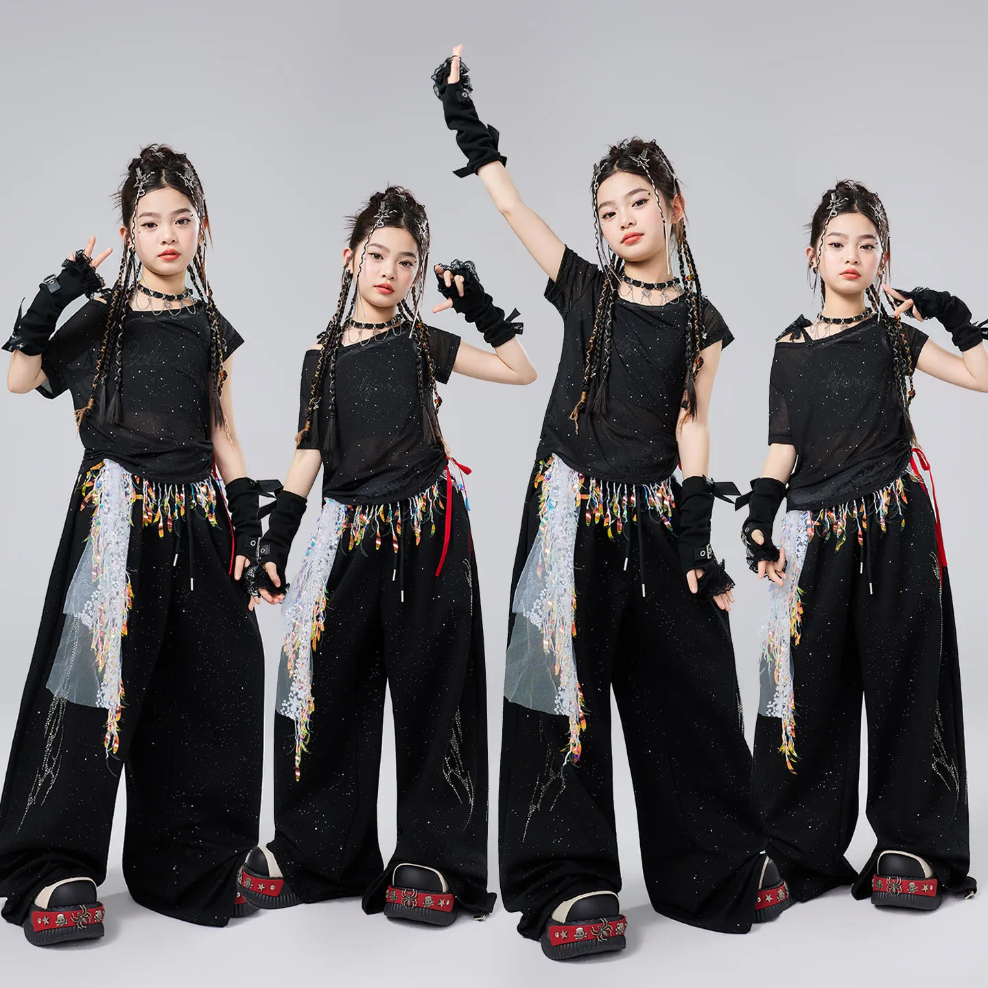 

Fashion Girls Jazz Dance Clothing Group Performance K-pop Outfit Children'S Hip Hop Clothing Kids Stage Street Wear XS11388