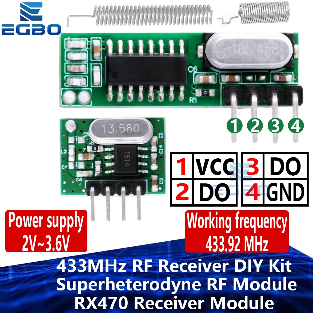 1–3 Sätze 433 MHz RF-Empfänger-DIY-Kit, Superheterodyne-RF-Modul, RX470-Empfängermodul, Sendermodul