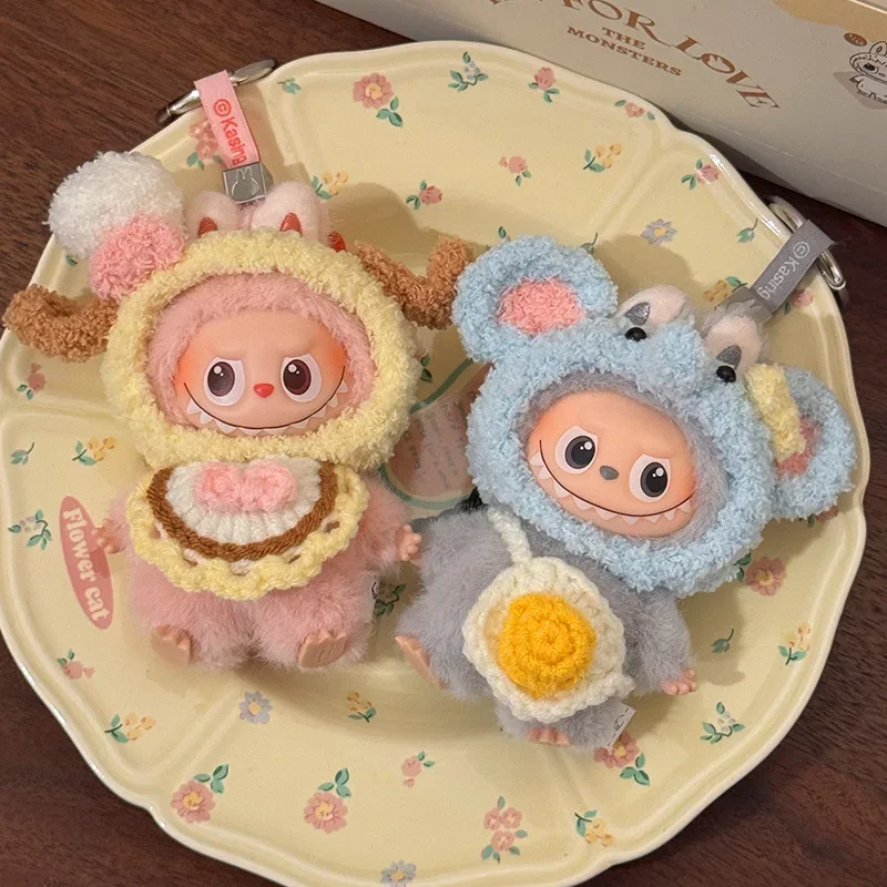 

Cartoon Frog Pig Plush Sweater for Labubu 4.0 Korea Style Fluffy Romantic Animal Clothes for 10cm Ladbubu V4 Dolls Accessories