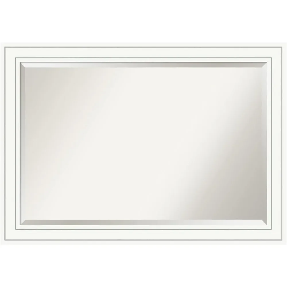 Wood Bathroom Mirror, Craftsman White Wall Mirror for use as Bathroom Vanity Mirror Over Sink (29 x 41 in.) Beveled Mirror