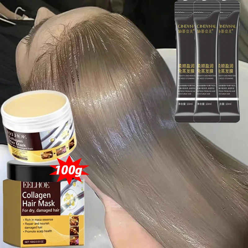 

Collagen Keratin Hair Care Mask Treatment Dry Damaged Hair Revitalize Hair Straighten Soft Smooth Moisturize Hair Care Products