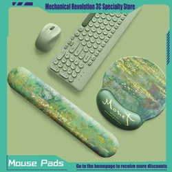 Monet Oil Painting Lotus Keyboard Hand Support Mouse Pad Wrist Guard Palm Mechanical Laptop Keyboard E-Sport Gaming Office Gifts