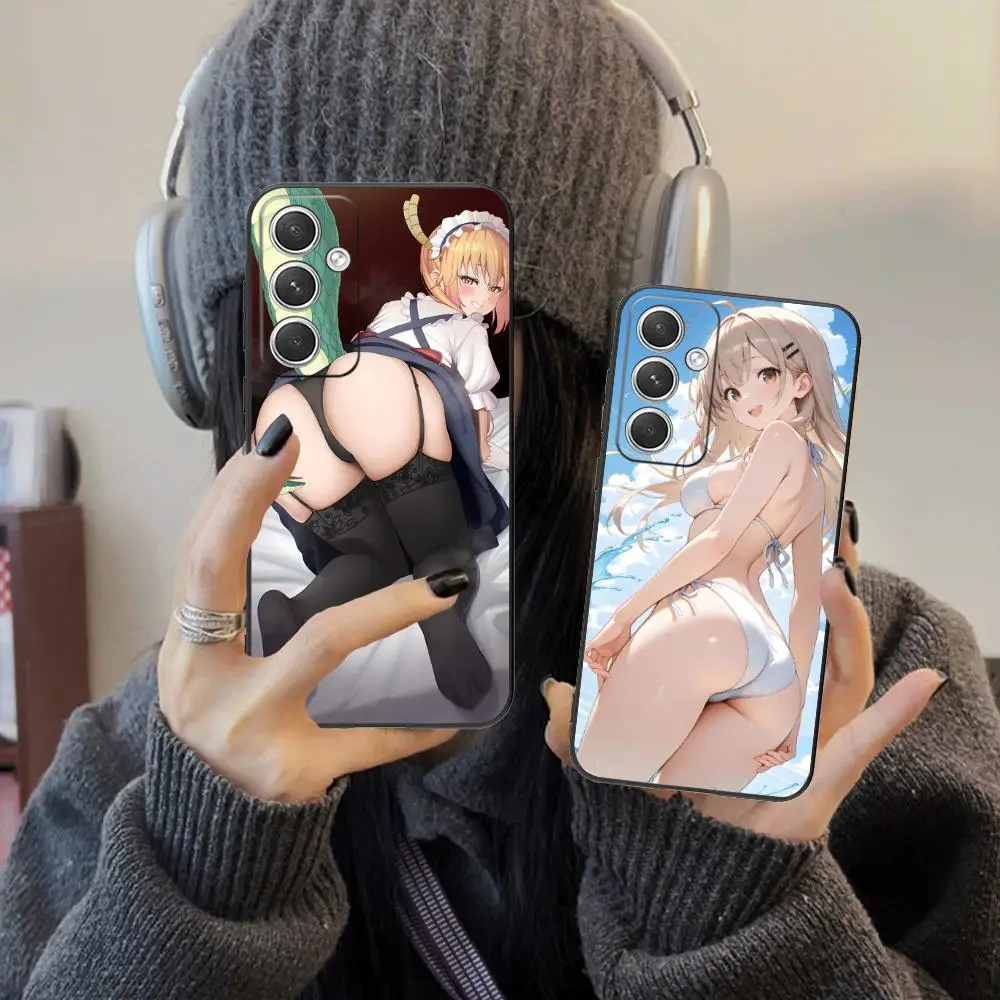 هنتاي الوركين أنيمي قضية الهاتف لسامسونج غالاكسي S25 S24 S23 S22 S21 S20 S10 S9 زائد FE الترا لايت الأسود الهواتف المحمولة الفاخرة