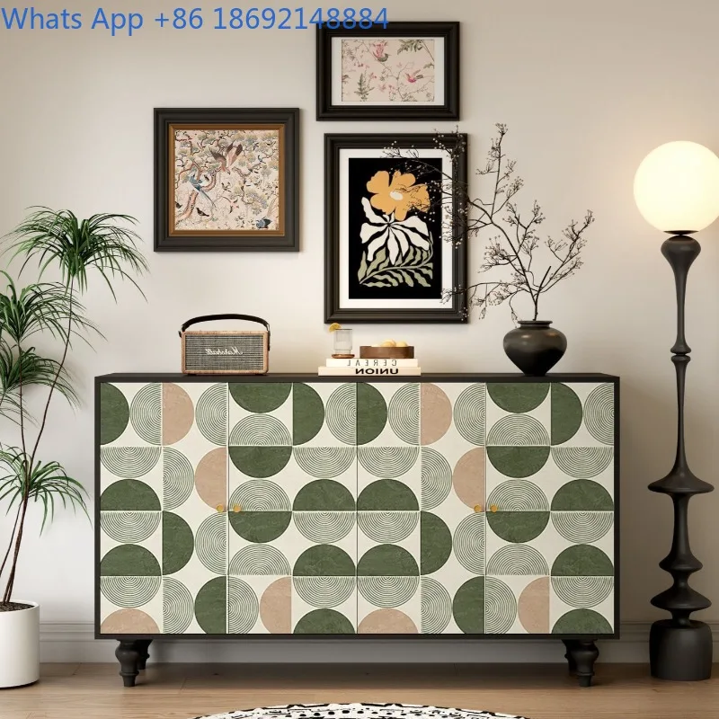 

Solid Wood French Retro Entryway Cabinet Painted Living Room Bedroom Storage Sideboard