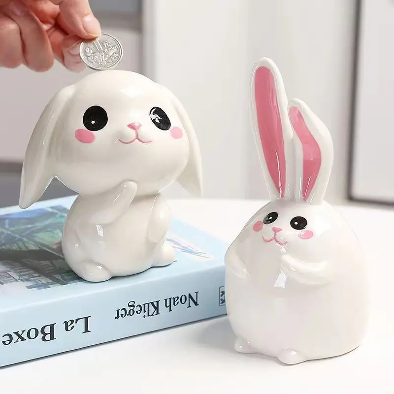 Bunny piggy bank Children's piggy bank birthday presents for boys and girls only come in and out of Internet celebrity rabbits