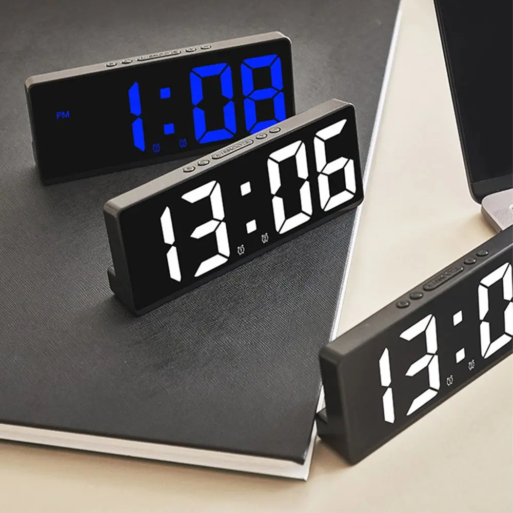 Voice Control Digital Alarm Clock Teperature Snooze Night Mode Desktop Table Clock 12/24H Anti-disturb Funtion LED Clocks Watch