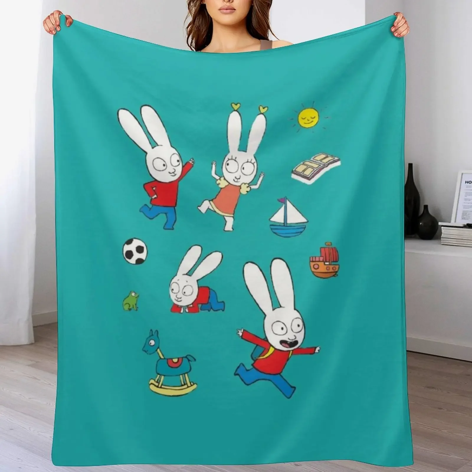 cool simon super rabbit Throw Blanket Shaggy Vintage Hair Blankets