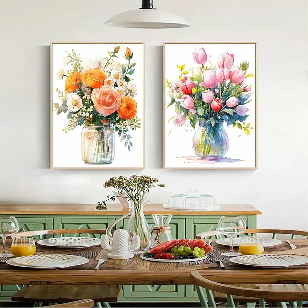 Full Flower Series Diamond Painting Tulip Daisy Diamond Mosaic Embroidery Art Watercolor Picture Handmade Home Decoration Diy