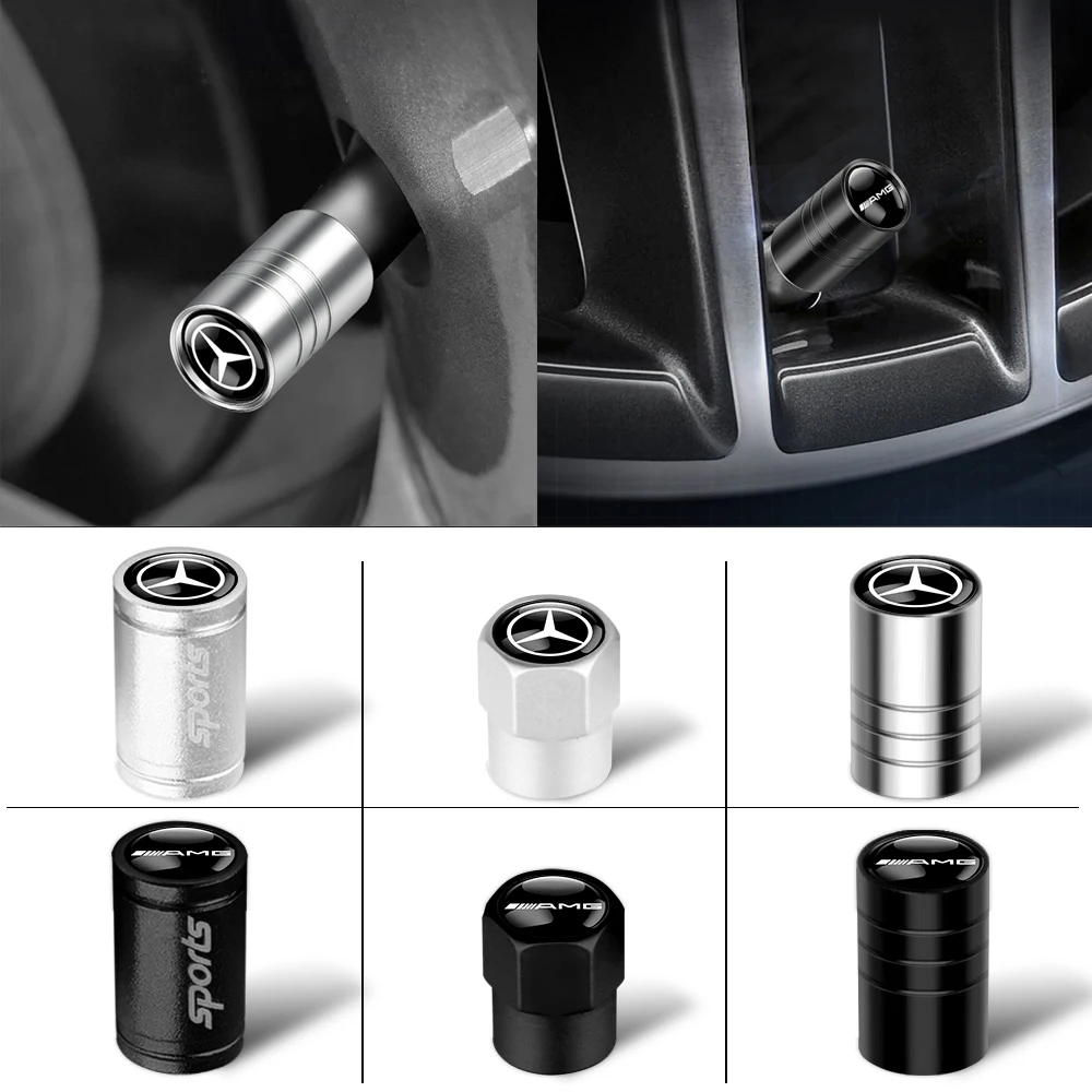Bouchons de Valve de pneu de roue de voiture en métal, couvercle de tige pour Mercedes Benz AMG A B C E M R G S classe GLA GL CLA CES CLS SLK GLK CLK GLC 4 pièces