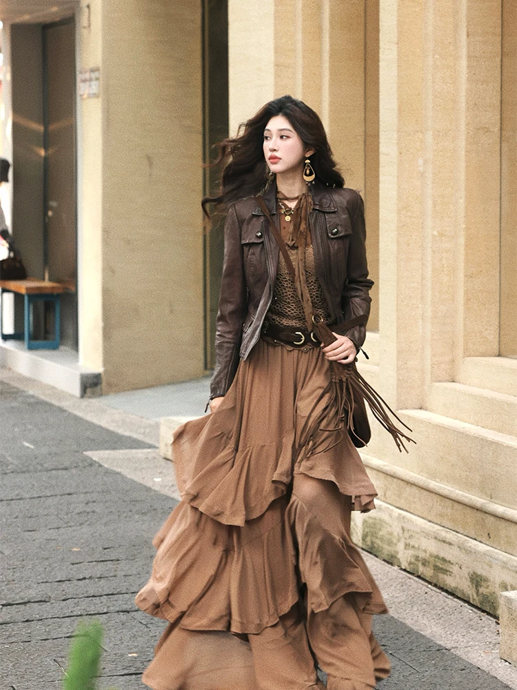 

Куртка Azure Retro из искусственной кожи, приталенная, экологически чистая, для молодежи