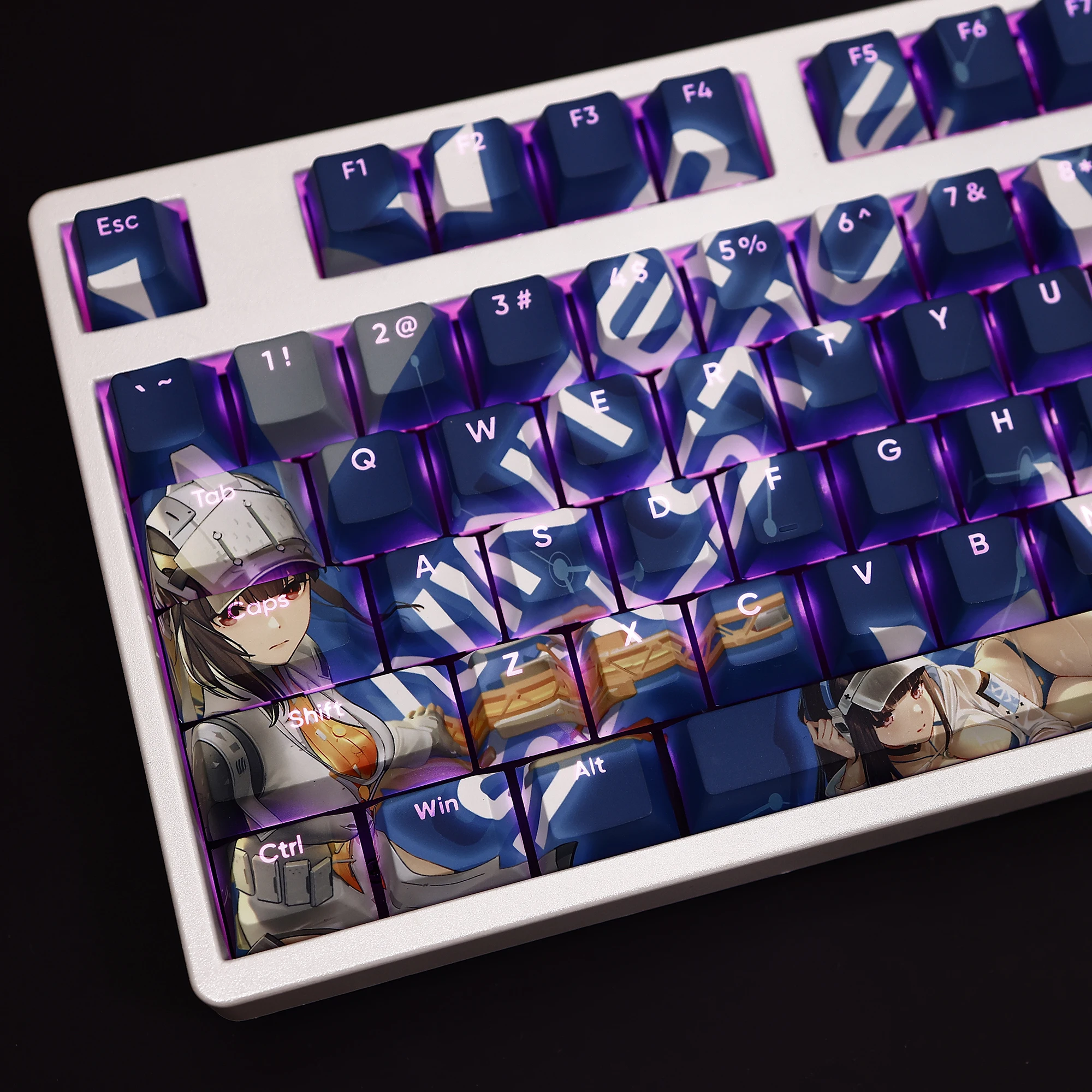 Anime Snowbreak Containment Yao Mechanical Key Cap PBT Translucency 108 Keycaps Table Decoration Anime Lover Keyboard Accessory