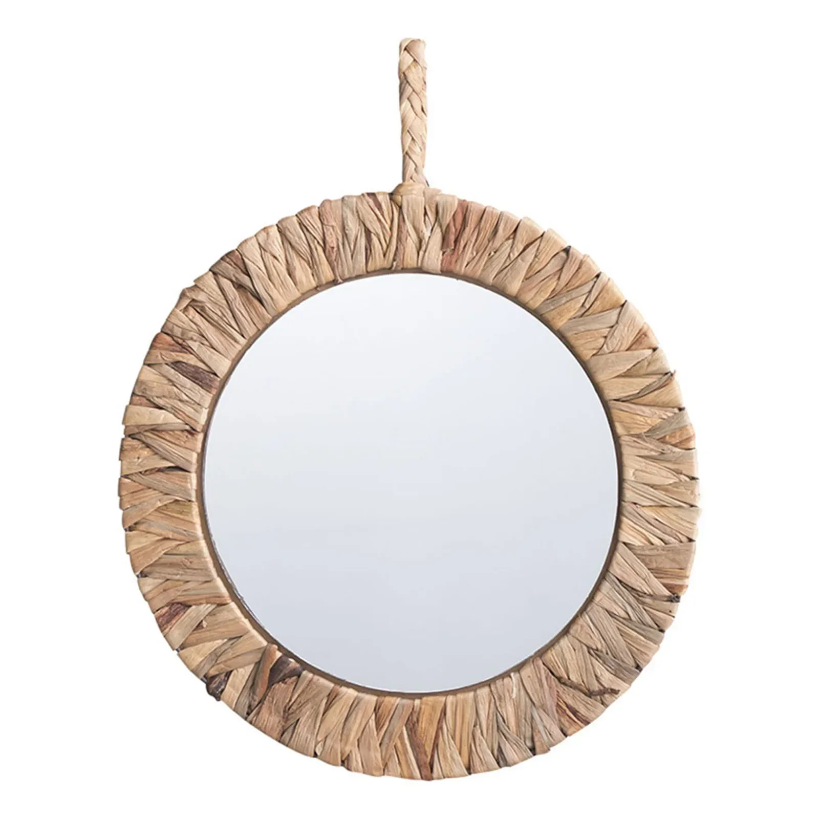 

Pastoral Rattan Wall Hanging Decorative Mirror Retro Homestay Hand-woven Dressing Mirror Bedroom Round Looking Glass Wall Decor