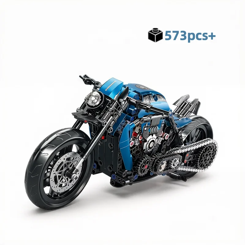 

Набор строительных блоков 1:8 Blue Racer: Механическая техническая модель мотоцикла, конструктор для взрослых и детей, 573 детали