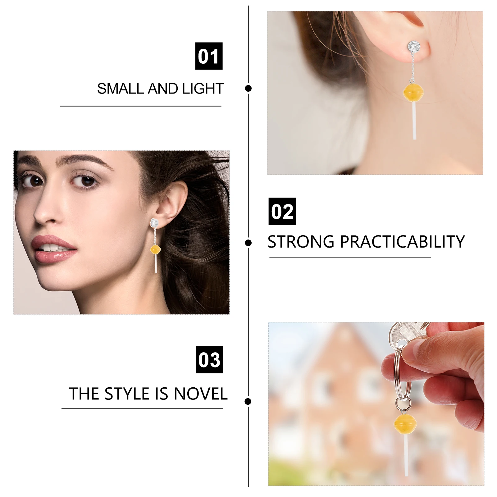 

30 Pcs Colored Lollipop Earrings Key Chain Pendant Keychain Pendants Decorations Resin