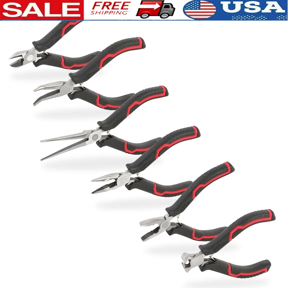 6피스 미니 펜치 세트 인체공학적 소프트 그립 핸들 내구성이 뛰어난 강철 정밀 도구 공예 보석 만들기 프로젝트