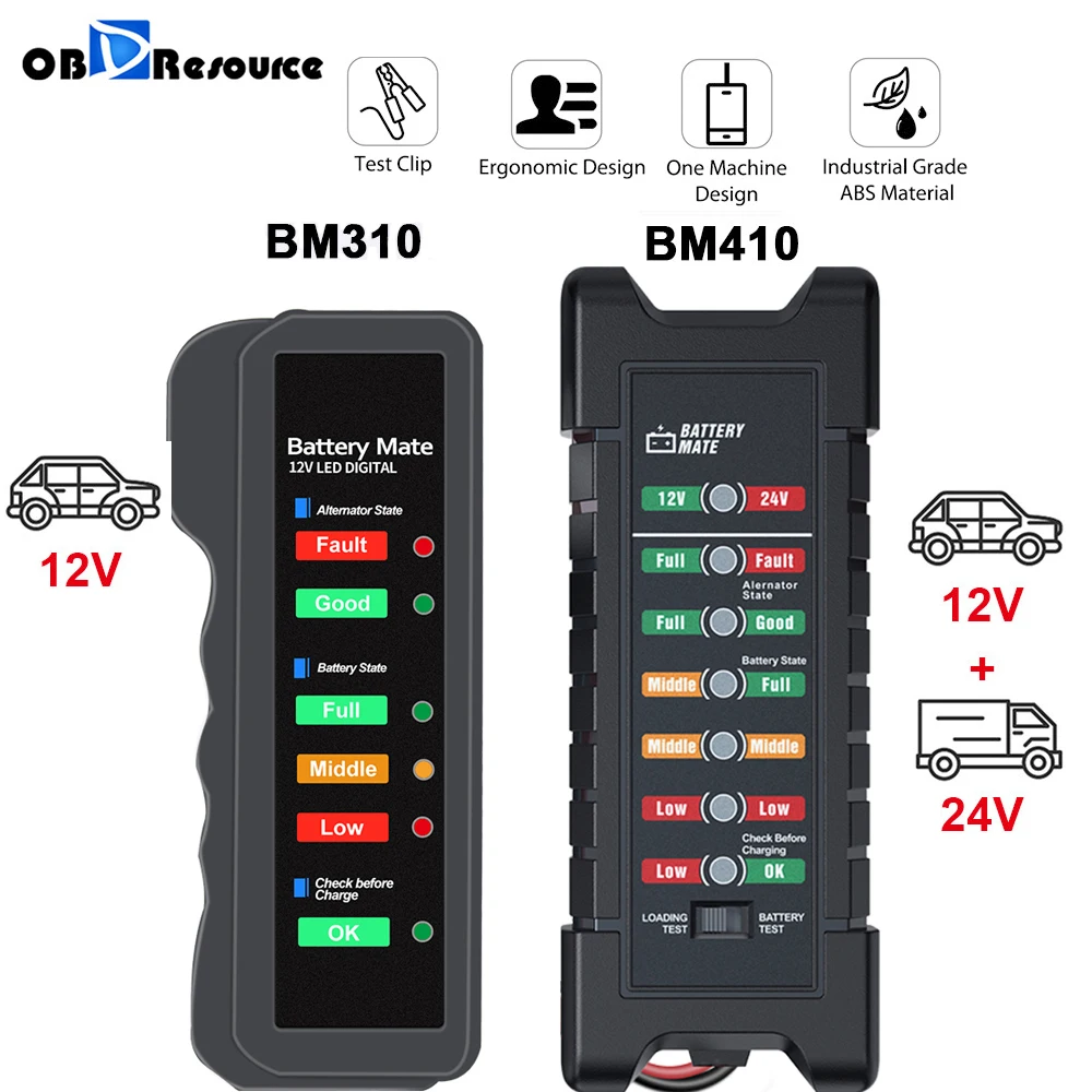 

12V Car Battery Tester Digital Alternator Tester 6 LED Light Battery Diagnostic Tool for Car Motorcycle Battery Tester