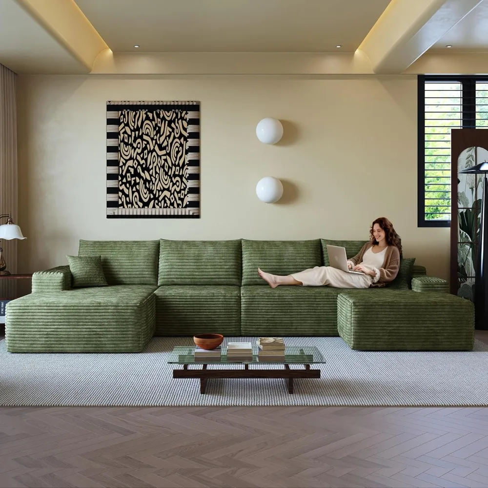 

108" sectional couches for living room modern modular sofa with l-shape couchs upholstered boneless couch deep seat sectional co