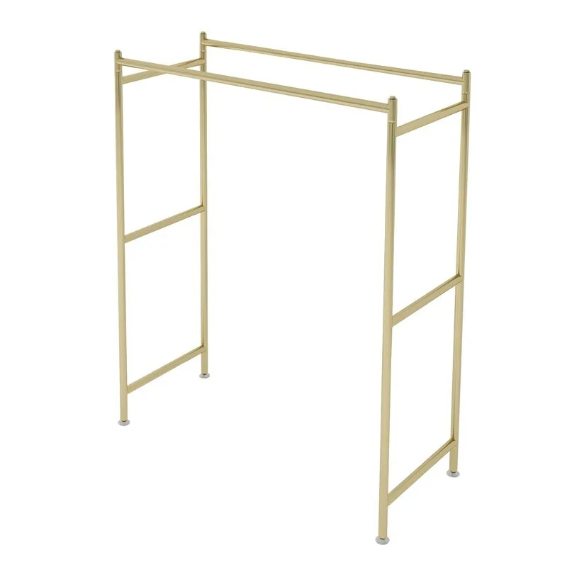 Custom. [Durable Paint-] Golden Floor Hanger-European Clothes Rack Fabric Hanger Double Row Double Rod Iron Movable Display