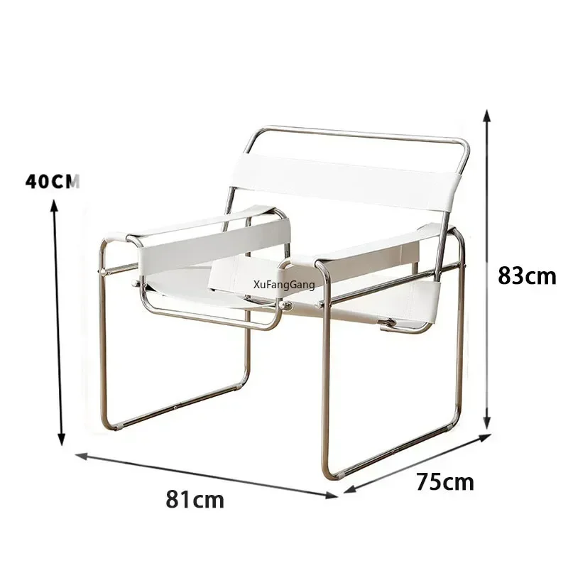 Chaise de salle à manger en acier inoxydable, canapé paresseux, dégager nordique, cuir, une bretelle, chaise de loisirs simple Davenport, luxe abordable, Vasily Ins