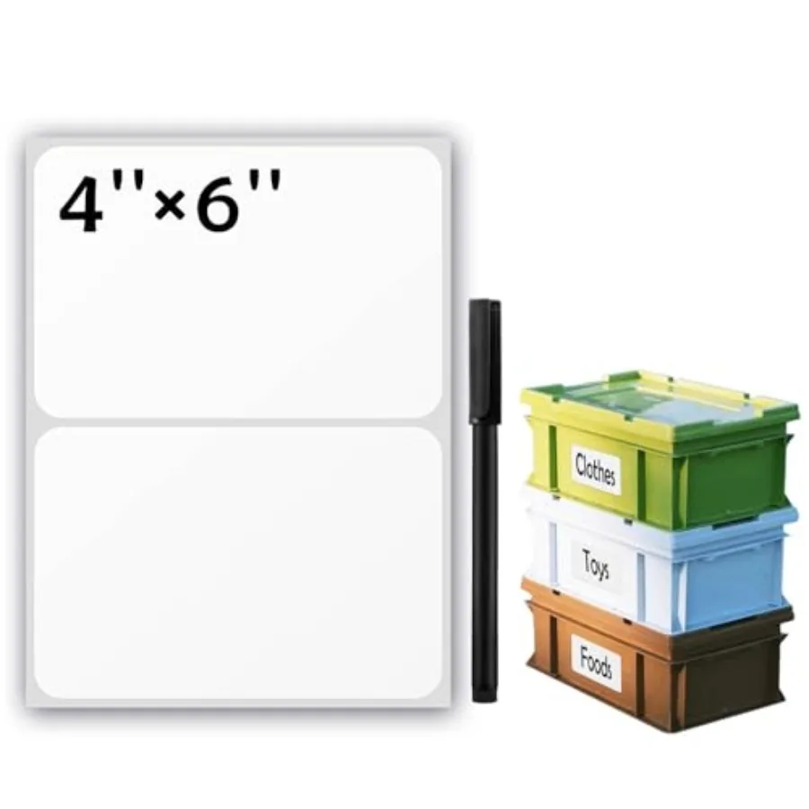

100Pcs Large Labels for Storage Bins, 6x4 Inch Removable Labels, Large Labels for Blank Box, Strong Adhesive Tear Resistant No