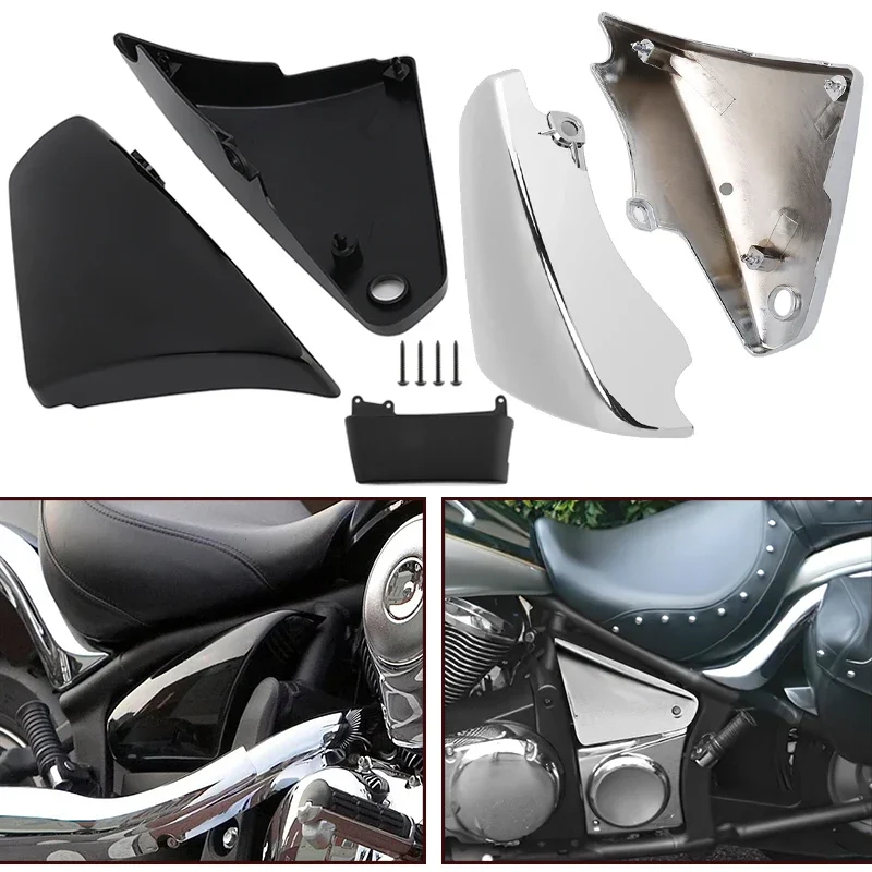 

Black Chrome Motorcycle ABS Plastic Left Right Battery Side Fairing Covers For Kawasaki Vulcan VN900 Classic Custom 2006-2020