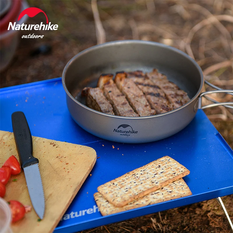 Naturehike Titanium Tableware Outdoor Picnic Utensils Tableware Hiking Foldable Pot Frying Pan Titanium Cup Camping Cookware