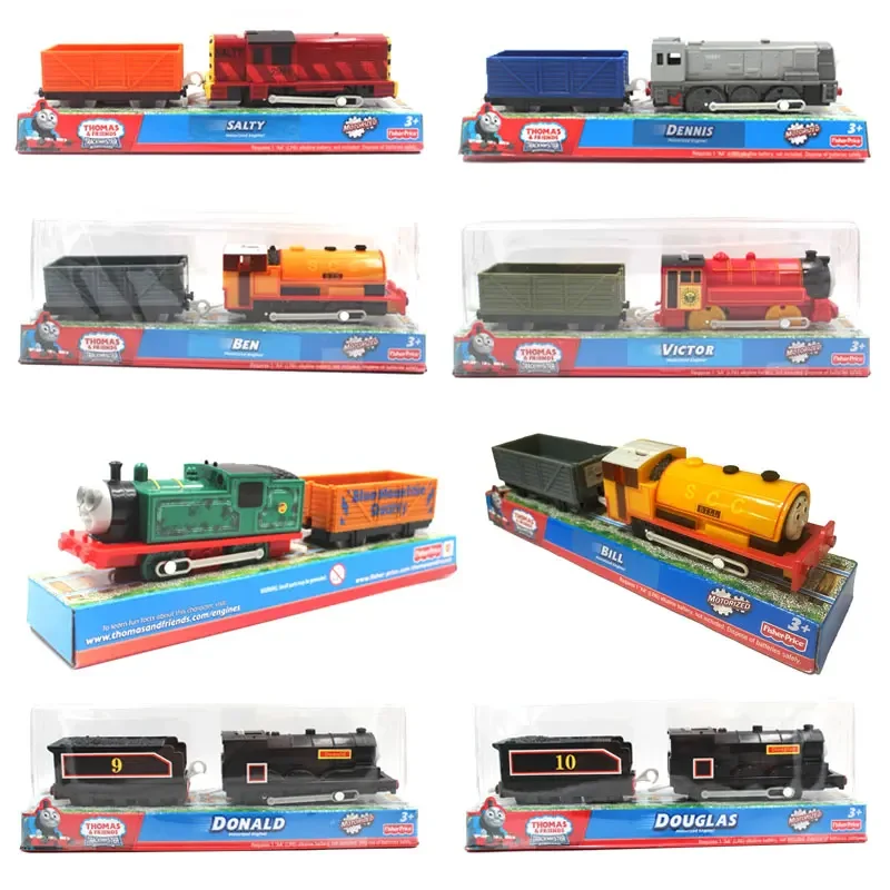 Thomas and Friends-Juego de juguetes de tren eléctrico de plástico, modelo de carruaje fundido a presión, Ben, Douglas, Donald, Dennis Salty, regalo