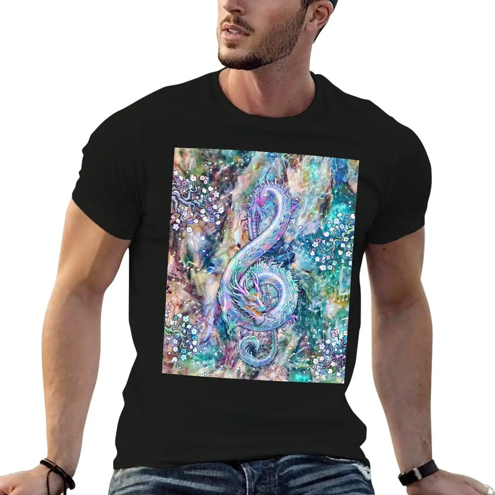 Treble Clef - Music Dragon - Opal T-Shirt summer tops cute tops black t shirts for men