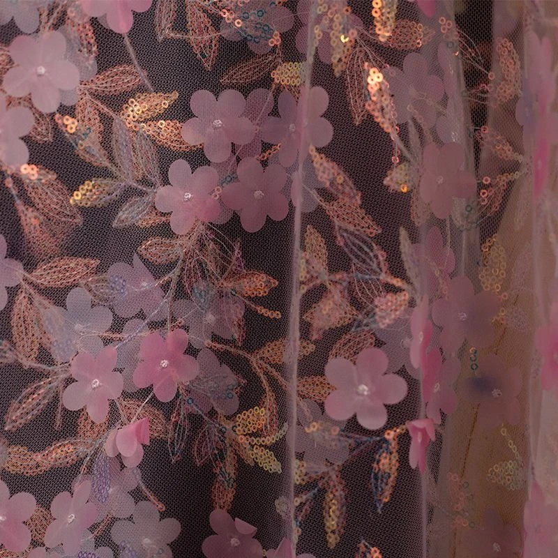 작은 꽃 스팽글 부드러운 메쉬 거즈 원단 바느질 드레스 이브닝 드레스 아동복 마이크로 탄성 DIY 원단