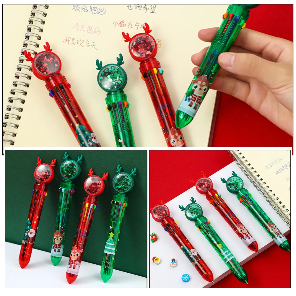 

Creative Ballpoint Pens Christmas Cute Multicolor Stationery Pvc Colored Student