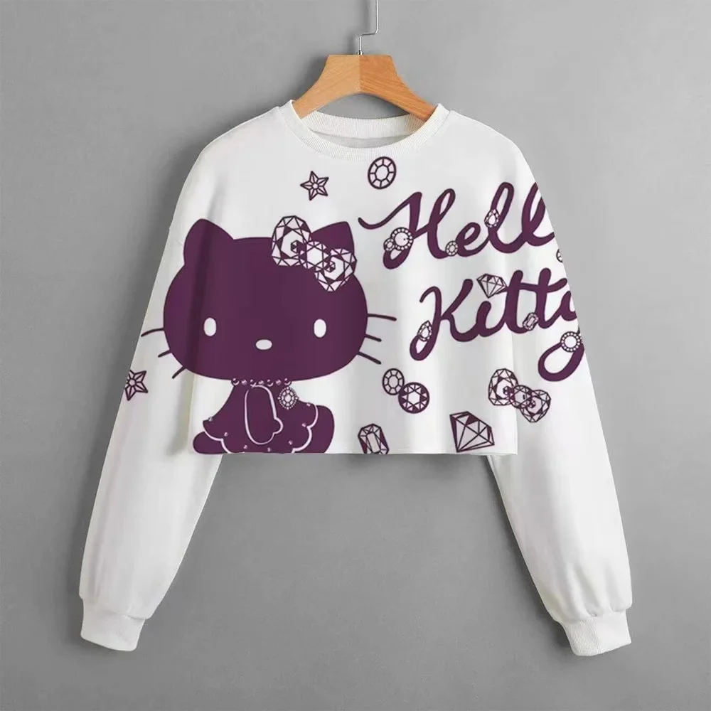 Children\'s Clothing Girls Disney Printed Sweatshirt Hello Kitty Hello Kitty Joint 2024 New Children\'s Round Neck Sweatshirt