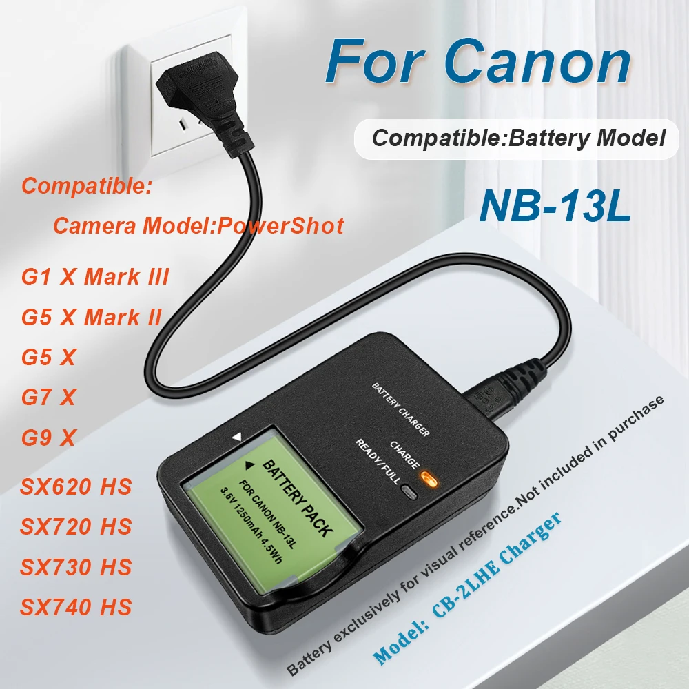 CB-2LH CB-2LHT CB-2LHE Battery Charger For Canon G1 G5x G7x G9X  Sx620 Sx720 Sx730 Sx740 HS Camera  NB-13L Battery Charger