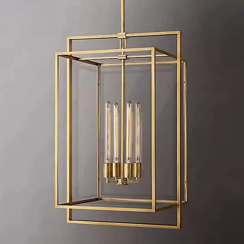 Living room bird cage retro chandelier simple postmodern restaurant bar entrance stairs creative wrought iron hanging