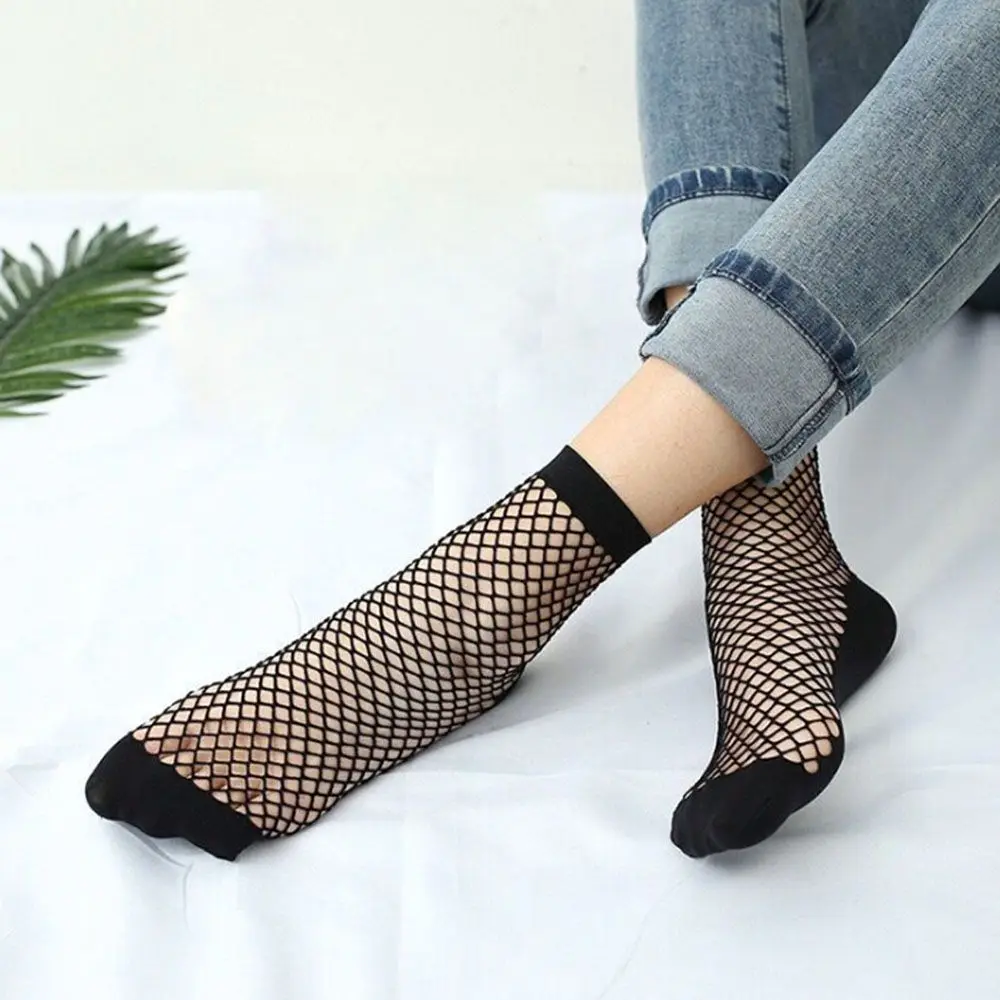 Punk Ruffle Women Breathable Lace Sexy Ankle Socks Mesh Net Socks Fishnet Socks Short Socks