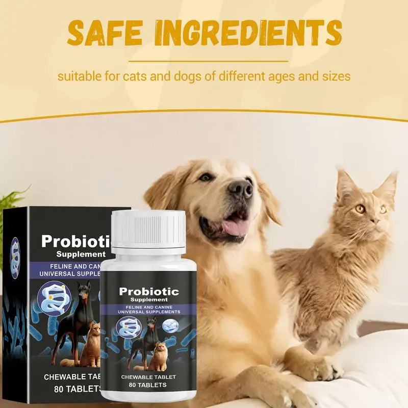 Dog Probiotic Supplements Nutritional Dog Supplements 80 Chewable Tablets for Cats and Dogs Promotes Health in Pets