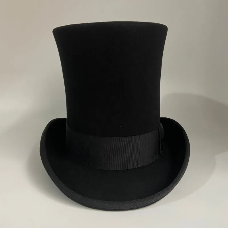 Черный шерстяной фетровый цилиндр, мужской формальный викторианский свадебный платье, шляпа в стиле стимпанк, британский стиль, волшебник, безумный шляпа, реквизит