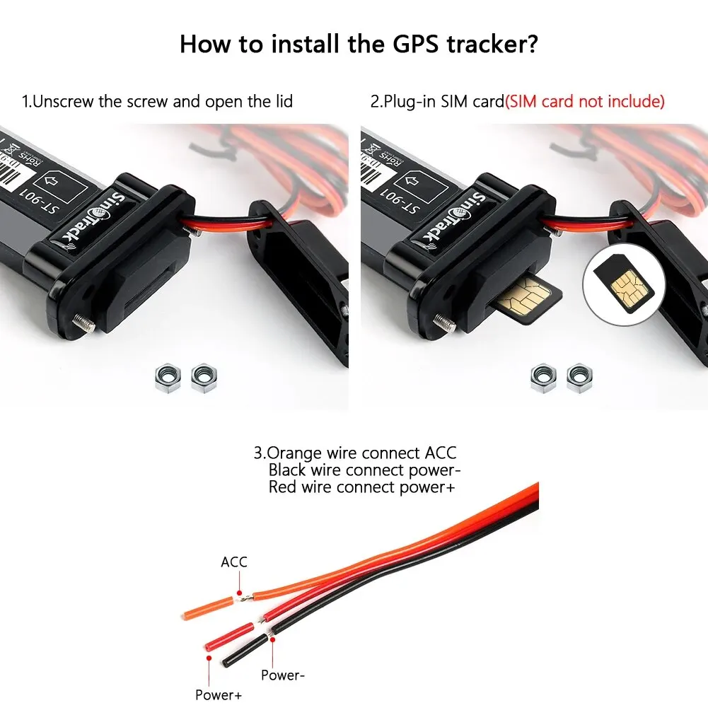 SinoTrack Best GPS Tracker ST-901 Vehicle Tracking Device Waterproof Motorcycle Car GPS GSM SMS Locator with Real Time Tracking