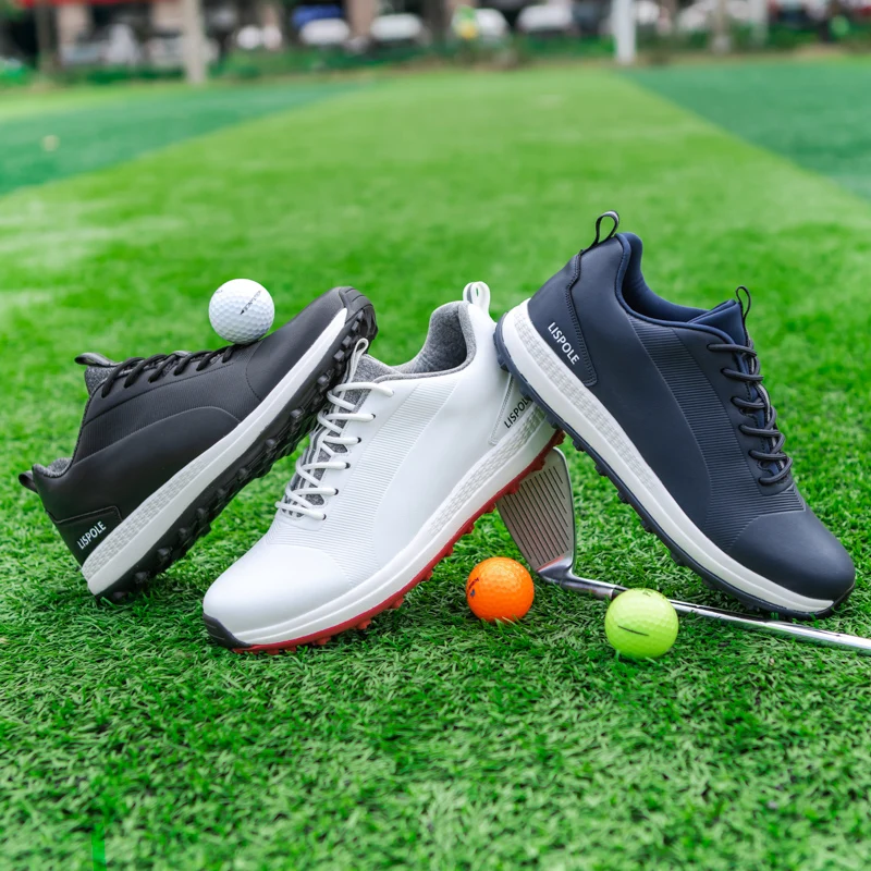 Sepatu Golf pria, sneaker kaki berjalan ringan profesional