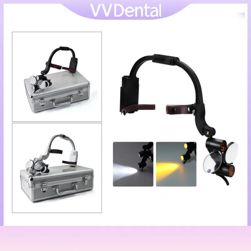 

2.5X/3.5X Adjustable Dental Lab 5W Headlamp for Surgical Headlight Ultra-lightweight Material LED Binocular Loupes Headband