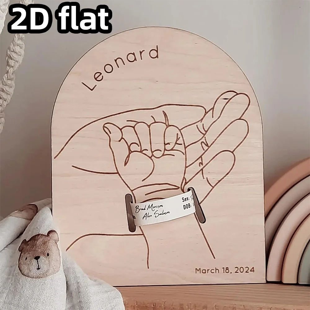 عرض سوار خشبي مخصص لعرض عنصر واحد، علامة ذاكرة الميلاد المحفورة، ديكور شخصي للأطفال